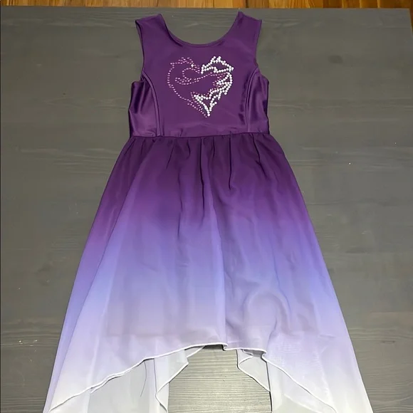 Disney Descendants Purple Ombre MAL Kids Dress with Dragon Heart Design - Picture 1 of 2